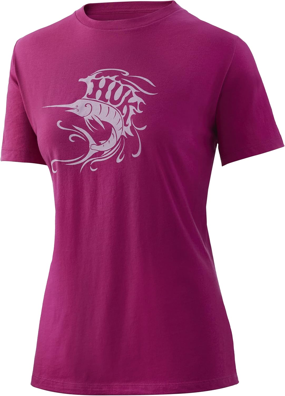HUK Women's V Neck Tee Ladies TShirt with UPF 30+ Sun Protection, Go