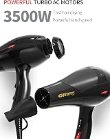 GRT PRO Professional Hair Dryer 3500W Ionic AC Motor 2 Speed 3 Heat view 2