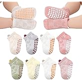 BEHELE Baby Toddler Non Slip Socks with Grips Thin Mesh Eyelet Non-skid Ankle Socks Cute Girl Boy Newborn Infant 8 Pairs