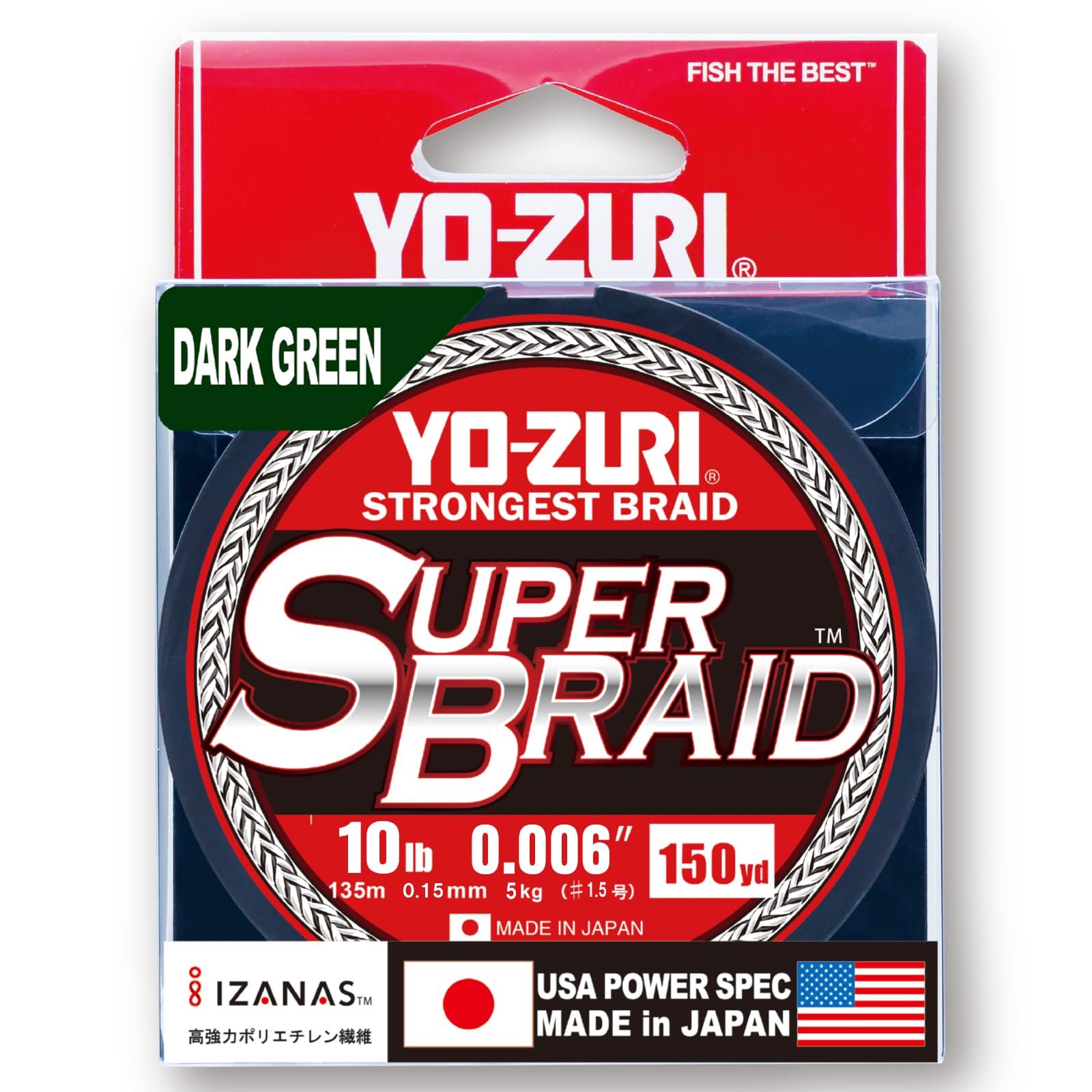 Yo-Zuri Super Braid 150 Yard Spool Dark Green 10LB