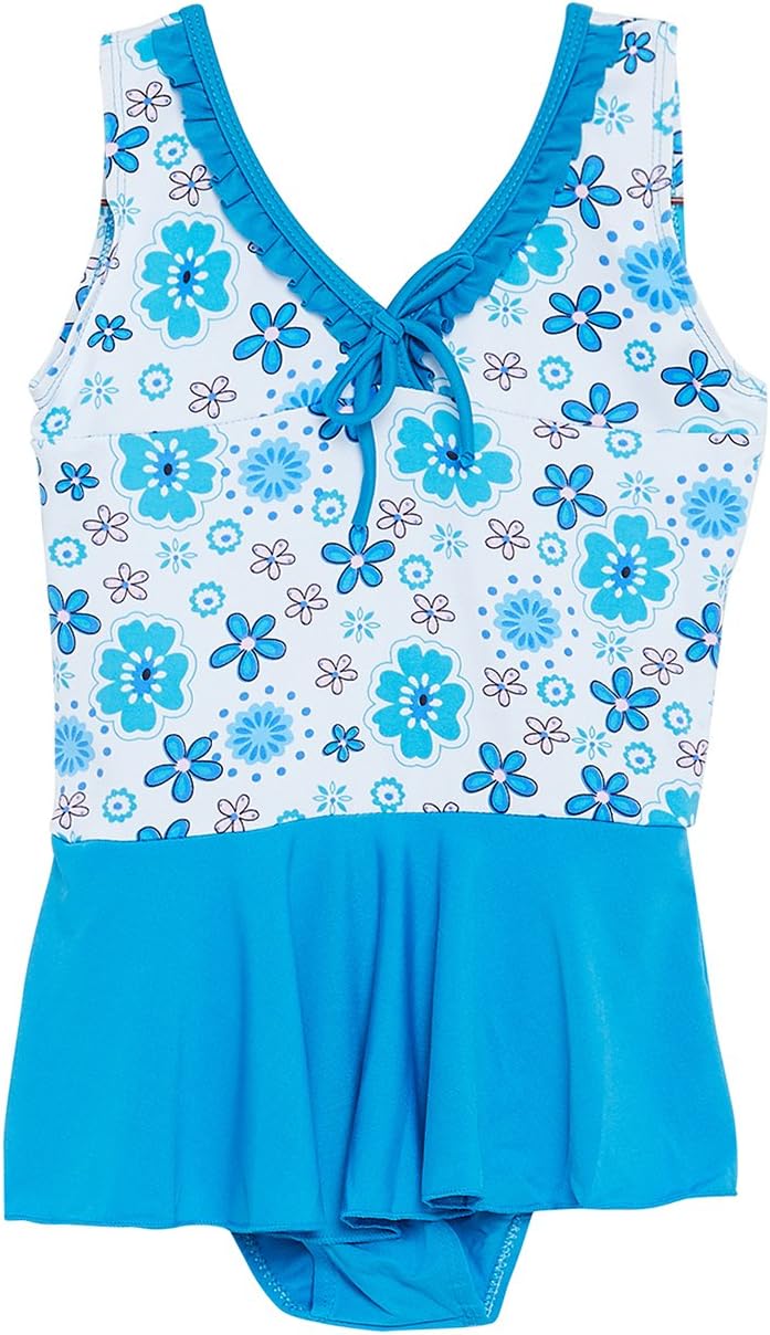 CAMEY Infant Baby Girls Printed One-Piece Swimsuit Ruffle Skirt Swimwear Bathing Suit Cloth (SCG-01_Blue)