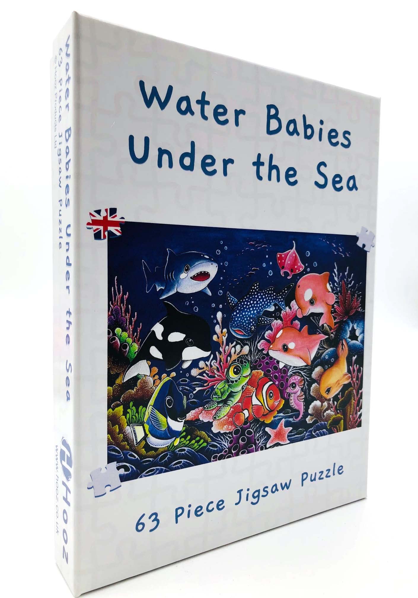 Hooz ‘Under the Sea’ jigsaw for Kids - 63 Piece Jigsaw Puzzle for Children, Age 5 6 7 8 9 10 Years, featuring baby sharks, turtles, whales, seahorses and more, with Larger Pieces and Made in the UK