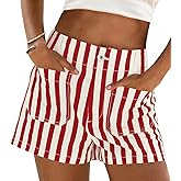 Cicy Bell Womens Summer Striped Jean Shorts Casual High Waisted Wide Leg Denim Shorts Beach Vacation Jorts