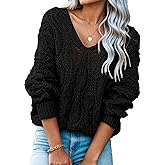 Dokotoo Women's Fall Sweaters V Neck Crochet Hollow Out 2025 Trendy Casual Winter Pullover Sweaters