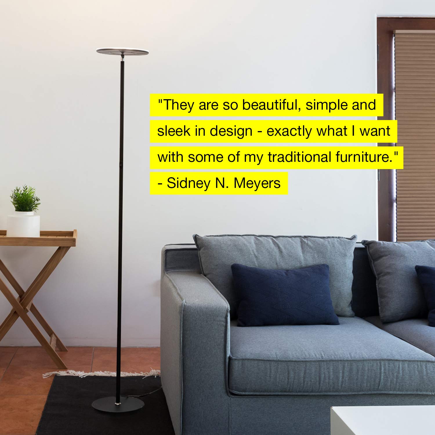 brightech sky led torchiere super bright floor lamp tall standing modern pole light for living rooms & offices