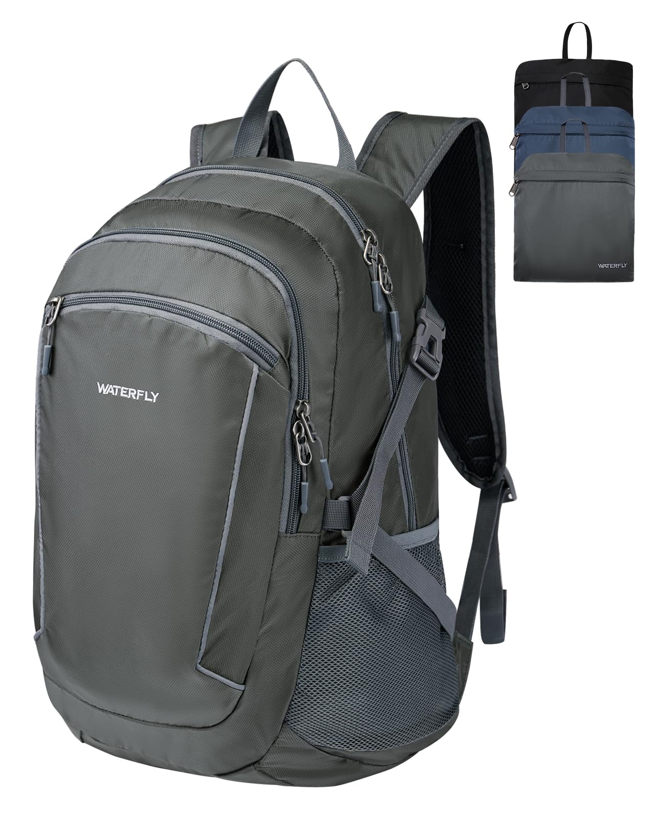 Waterfly Hiking Foldable Lightweight Backpack: 28L Packable Rucksack Daypack with Wet Compartment For Men and Women - Outdoor Travelling Camping Trekking Sports