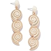 Boho Raffia Earrings Starfish Shell Seashell Dangle Drop Earrings Cute Statemnet Trendy Jewelry Summer Beach Outfits for Women