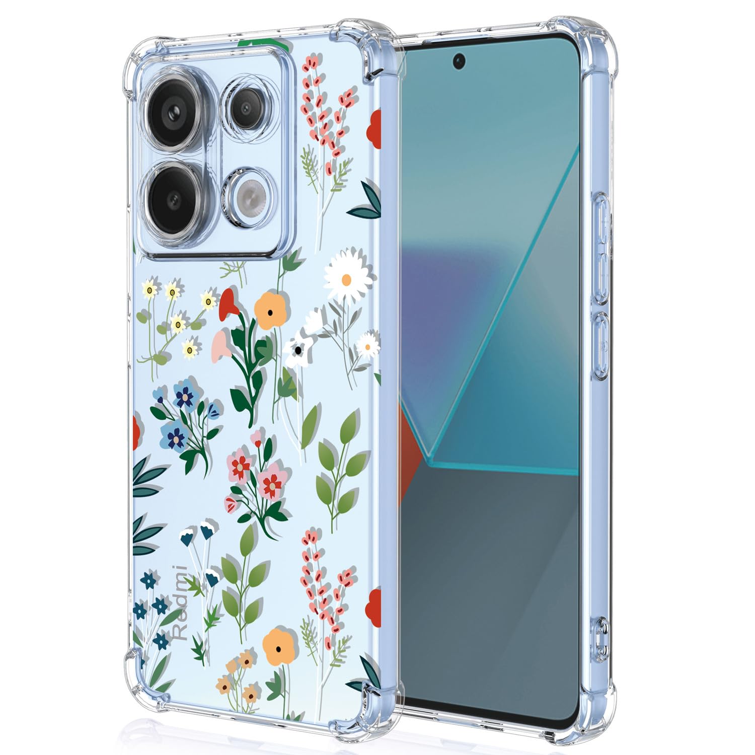 XINYEXIN Clear Case for Xiaomi Redmi Note 13 Pro 5G / Poco X6 5G Flowers Floral Pattern Design Slim Shockproof Transparent Soft TPU Bumper Case Protective Cover - Flower Art — image 1