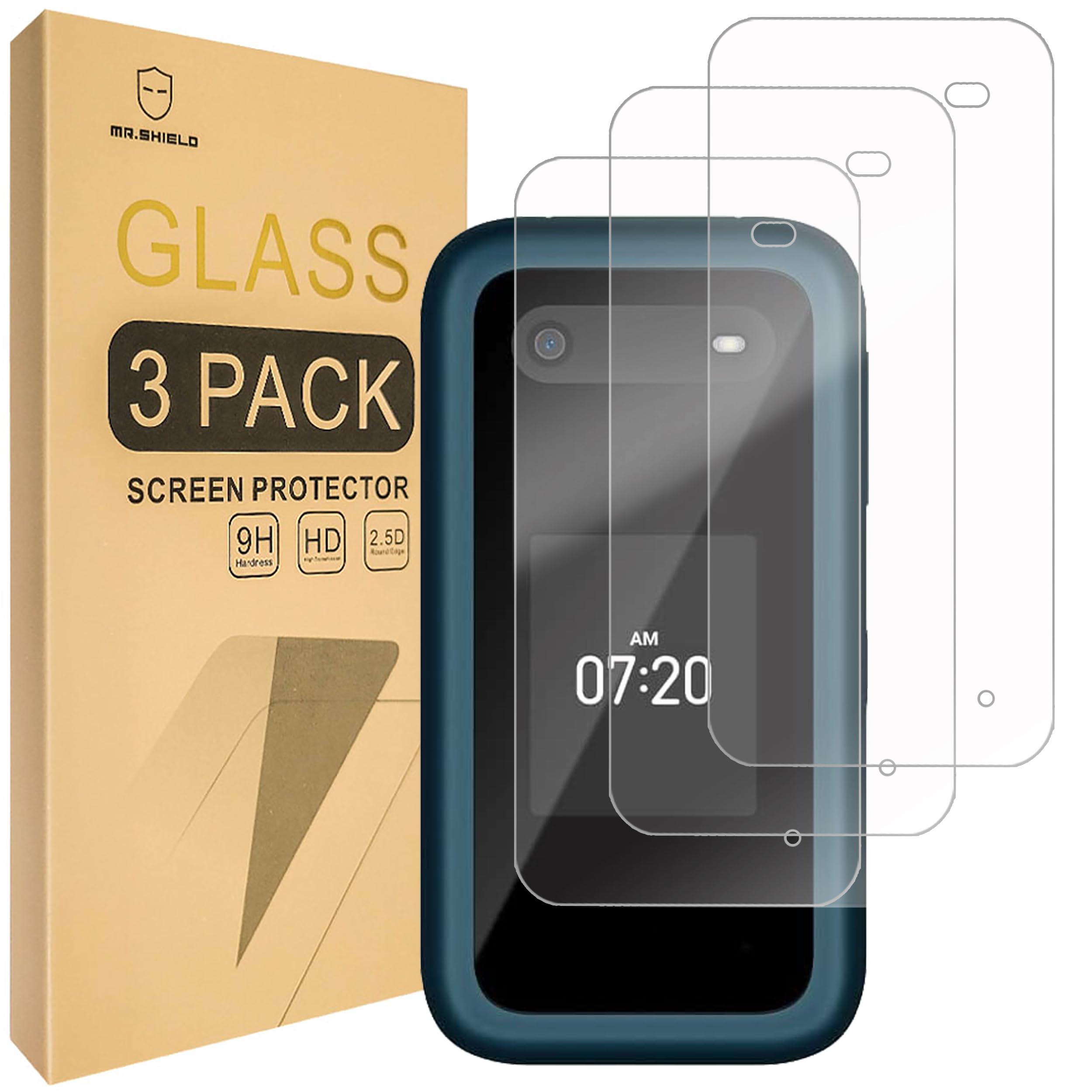 Mr.Shield Screen Protector compatible with Nokia 2780 Flip / 2660 Flip [3-PACK] [Tempered Glass] [Japan Glass with 9H Hardness]