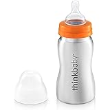 thinkbaby Stainless Steel Baby Bottle, Silver, 9 Ounce