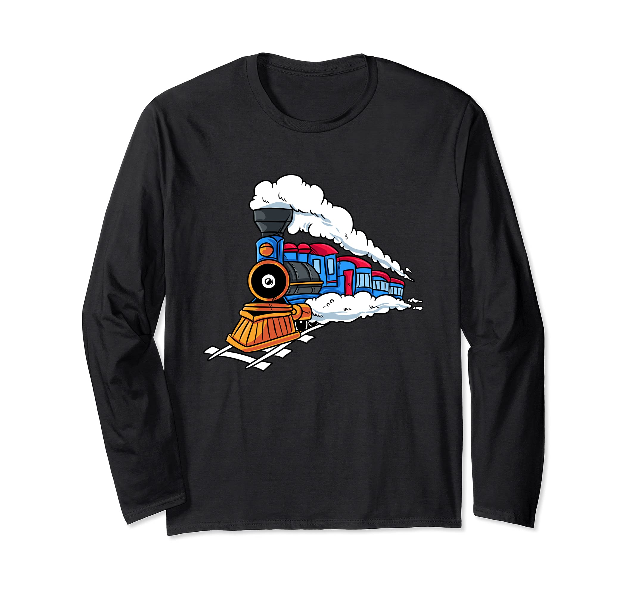 Steam Locomotive Train Gift for Kids Railroad Conductor Long Sleeve T-Shirt