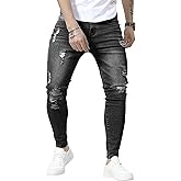 HUNGSON Skinny Jeans for Men Stretch Slim Fit Ripped Distressed