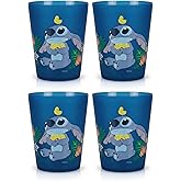 Disney Reusable Plastic Cups – 4 Pack 16 oz Plastic Drinking Glasses with Mickey, Stitch, Pooh, or Disney100 Designs – BPA-Free, Stackable, Top Rack Dishwasher Safe Tumblers for Water, Juice & More