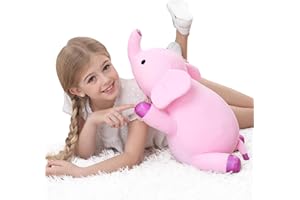 OurHonor Weighted Elephant Stuffed Animals, 24in Weighted Plushies 4.2Lb Elephant Throw Pillow Plushie for Adults, Boys, and Girls - Soft Doll Toy (Pink)