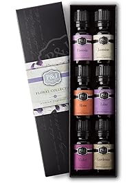 Floral Set of 6 Premium Grade Fragrance Oils - Violet, Jasmine, Rose, Lilac, Freesia, Gardenia - 10ml