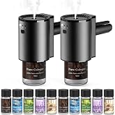 Car Air Freshener, Smart Car Air Freshener with Three Adjustable Modes, 5 Scents, 10 Refills, Auto On/Off, Air freshener Car Diffuser Suitable for Vent Clip (2 pack)