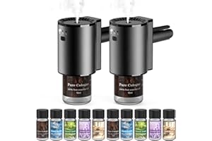 SURJVER Car Air Freshener, Smart Car Air Freshener for Vent Clips, 1200 Sprays Per Charge, Car Fresheners with Auto On/Off, 5 Scents, 10 Refill Bottles (2Pack)