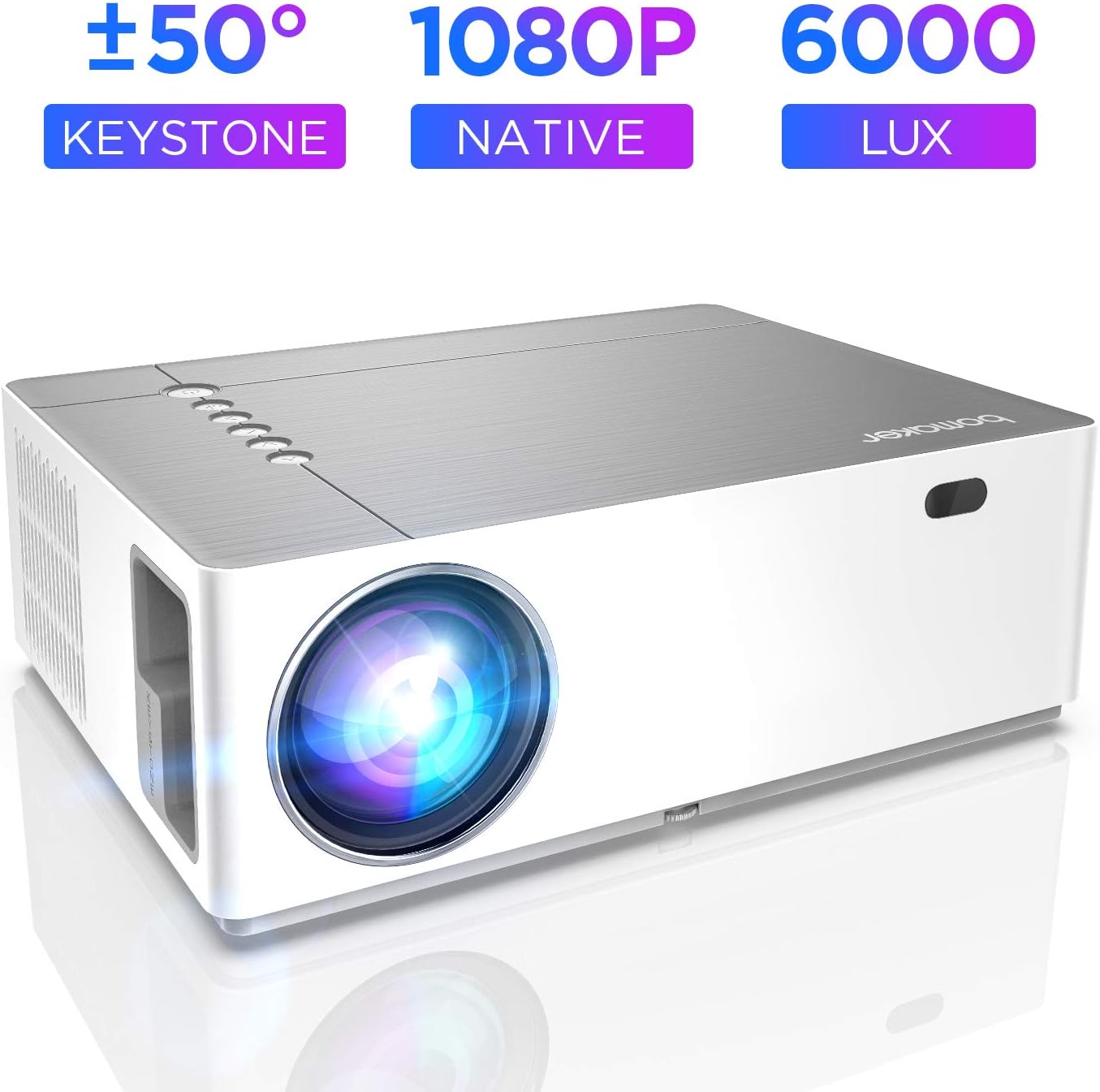 Amazon Vidéoprojecteur 4k Vidéoprojecteur, BOMAKER 6000 Lumens Vidéo Projecteur Full HD