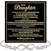 To My Daughter Infinity Bracelet from Dad and Mom – Symbol of Endless Love with Sparkling Cubic Zirconia, Elegant Gift Box Included, Meaningful Jewelry for Birthday, Graduation, Wedding, Christmas
