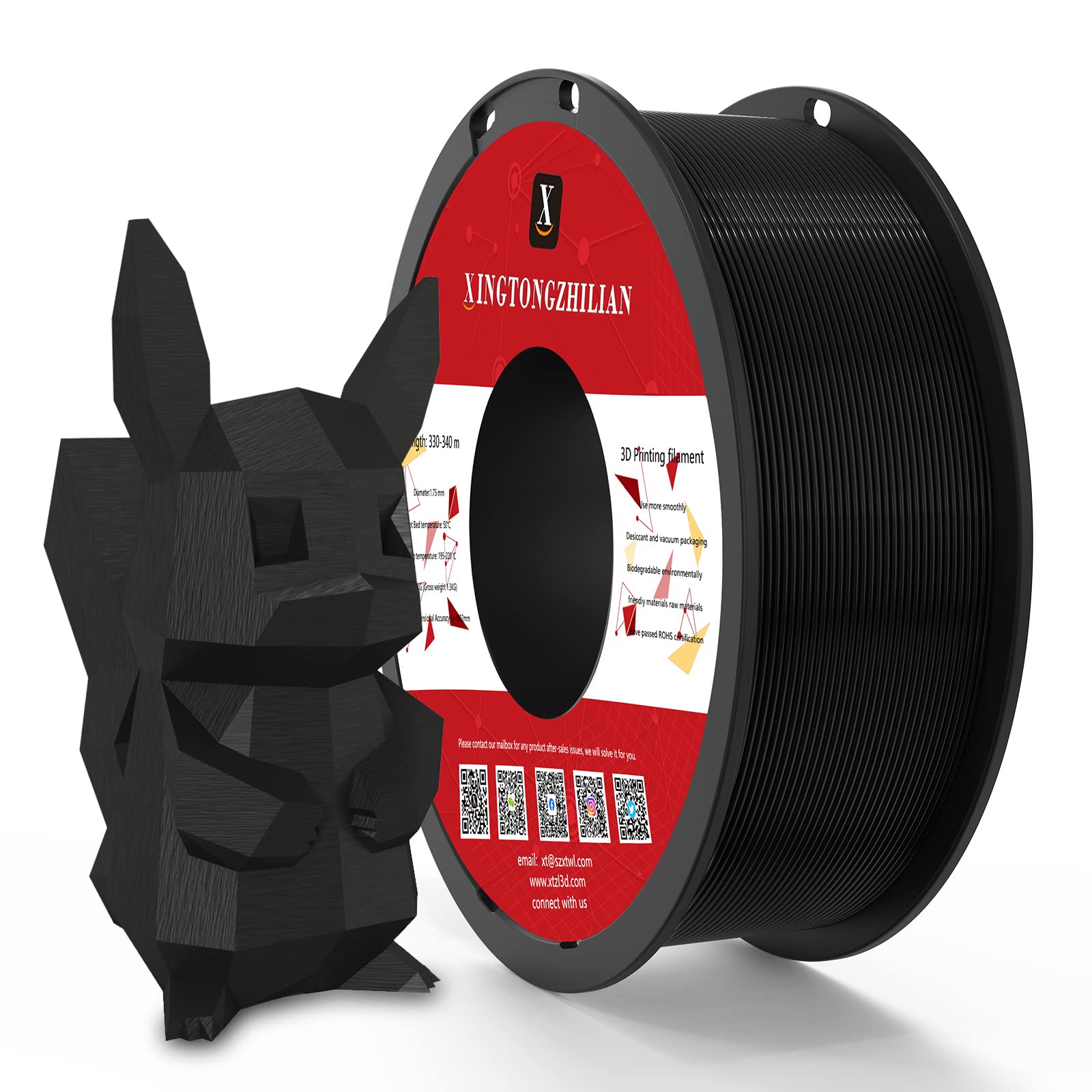 PETG+ Filament 1.75mm, PETG+ Basic Dimensional Accuracy +/- 0.05mm, 1KG Spool (2.2 LBS) Speedy Filament for 3D Printers,Black