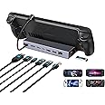 7-in-1 Steam Deck Dock with Dual 4K@60Hz HDMI DisplayPort – 100W USB C Docking Station for Steam Deck ROG Ally Legion Go – MacBook iPad Android Gaming Hub/Gigabit Ethernet 3xUSB 3.0 Ports