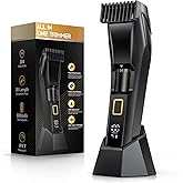 Men's Beard Trimmer-All-in-One Mustache Trimmer for Men with 20 Length Adjustable, Stainless Steel T-Blade for Precision Facial Hair Trimming Cordless IPX7 Waterproof Wet/Dry Clipper,LED Display