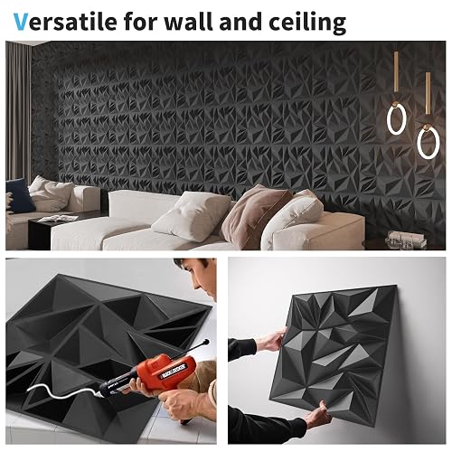 3D Wall Panels VEVOR 33-Pack - Diamond Pattern PVC Tiles For Modern ...