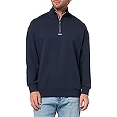 HUGO mens Small Block Logo Cotton Quarter Zip Sweatshirt