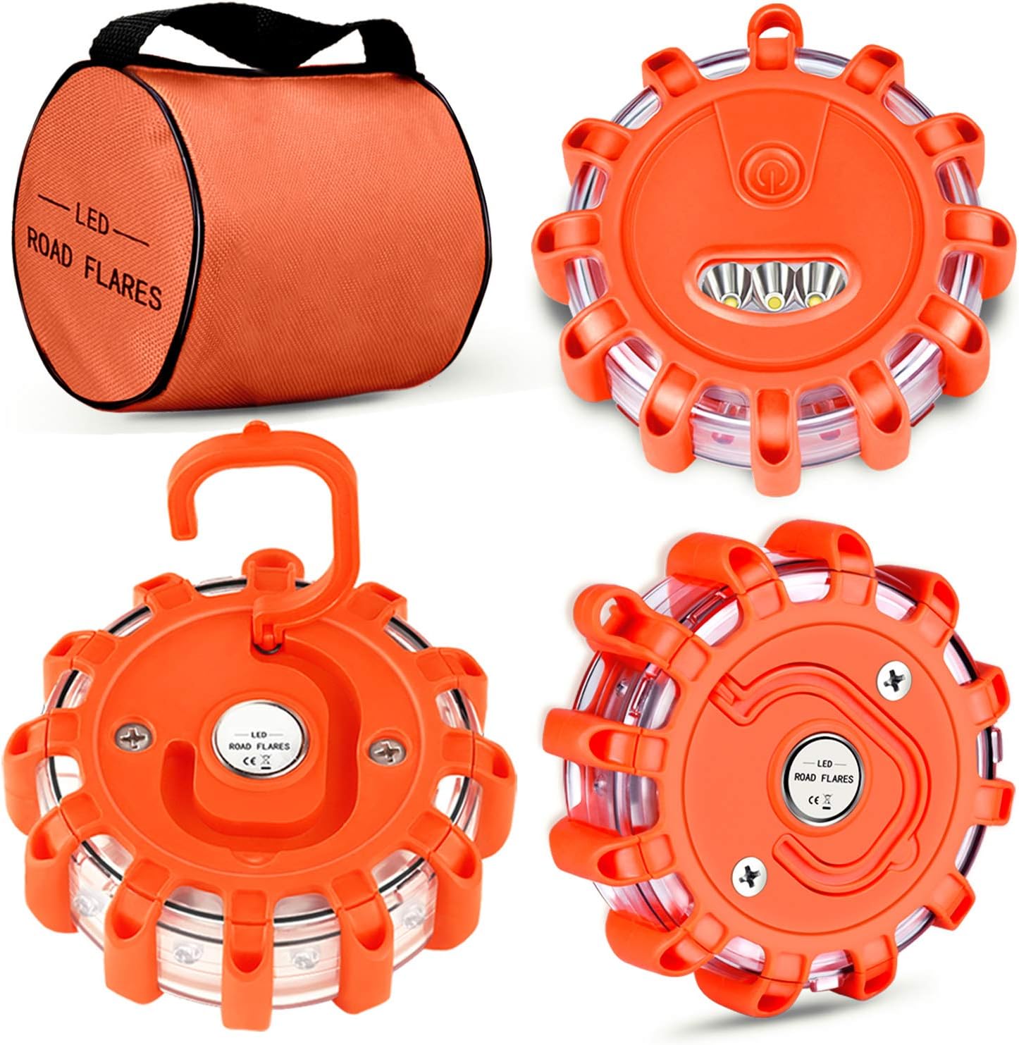 Yandu LED Road Flares Emergency Beacon Safety Flare Flashing Warning Light for Car Truck Boat with Hook and Magnetic Base (3)