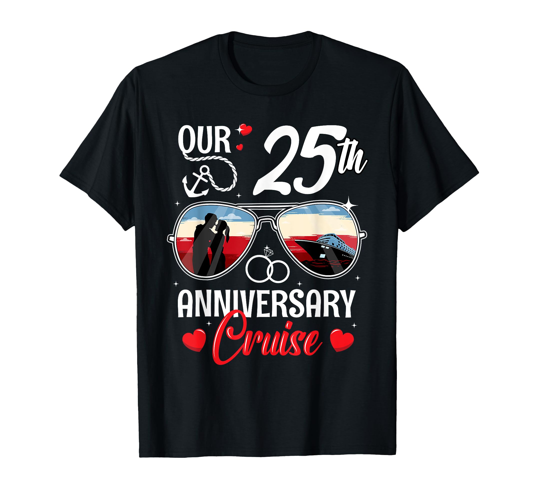 Photo 1 of 25th Wedding Anniversary Cruise Vacation Husband Wife Couple T-Shirt 2X