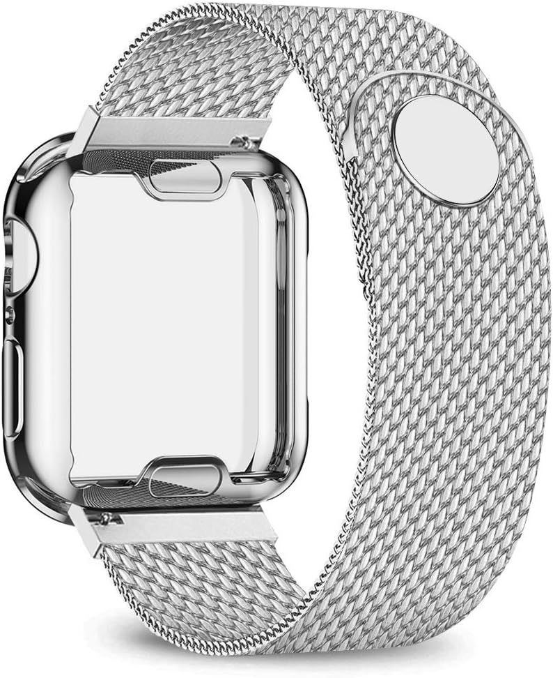 jwacct Stainless Steel Bands Compatible with Apple Watch Band 38mm 40mm 42mm 44mm - with Full Screen Protector for…