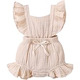 YOUNGER TREE Toddler Baby Girl Ruffled Sleeveless Romper Casual Summer Jumpsuit Cotton Linen Clothes