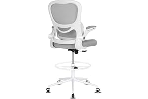 Misolant Drafting Chair, Tall Office Chair for Standing Desk, High Office Chair with Adjustable Height and Footrest, Office Drafting Chair Lumbar Support, Height Office Chair Gray