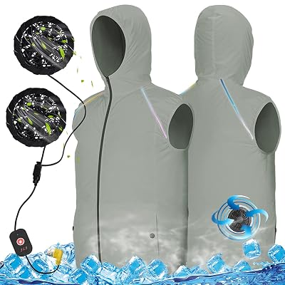 Cooling Vest Air Conditioner Jacket with 2 Fans Usb Cable Wearable Fan Vest Air Conditioned Shirt Sleeveless Summer Ice Cool Vest for Men Women