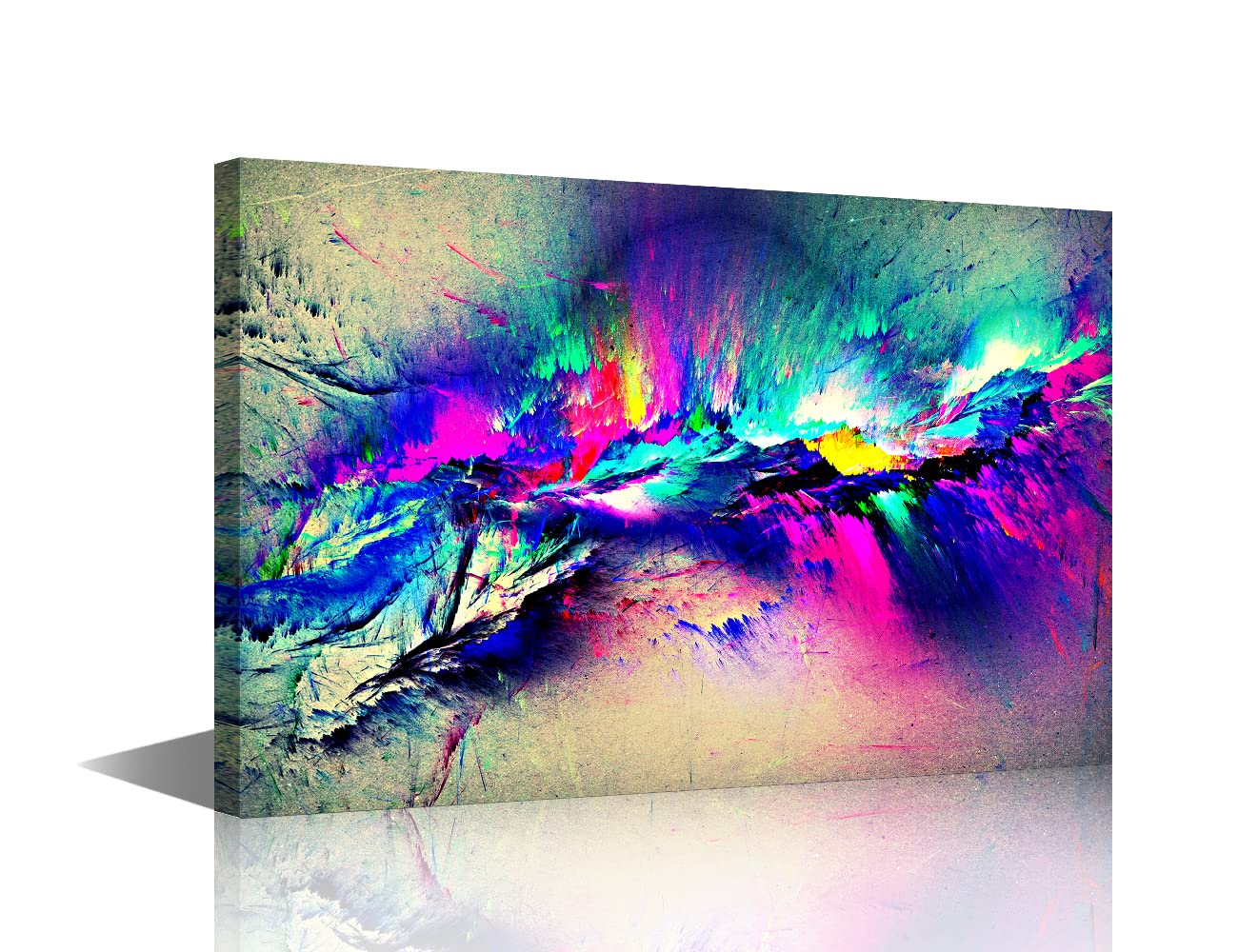 Dark Blue Corlful Abstract Canvas Wall Art Picture Minimalist Art Abstract Painting Print Contemporary Wall Decor for Home Living Room Bedrrom Bathroom Decor Framed Ready to Hang 12x18 in — image 1