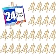 ESRICH 24 Pack 11.8" Wood Easels,Small Tabletop Display Stand,Easel Stand for Painting,Painting Party,Kids Student Tabletop Easels for Painting, Portable Canvas Photo Picture Sign Holder