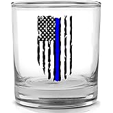 DAJDC Police Officer Thin Blue Line Old Fashioned Whiskey Glass Drinking Cup Gift For Law Enforcement (1)