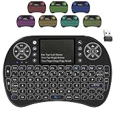 IDEALROYAL Wireless Mini Keyboard with Touchpad Mouse, 7 Colors RGB Backlit, Rechargable 2.4 Ghz Mini Wireless Keyboard with USB Work for iPad, PC, Android TV Box, Smart TV, Tablet and Windows OS
