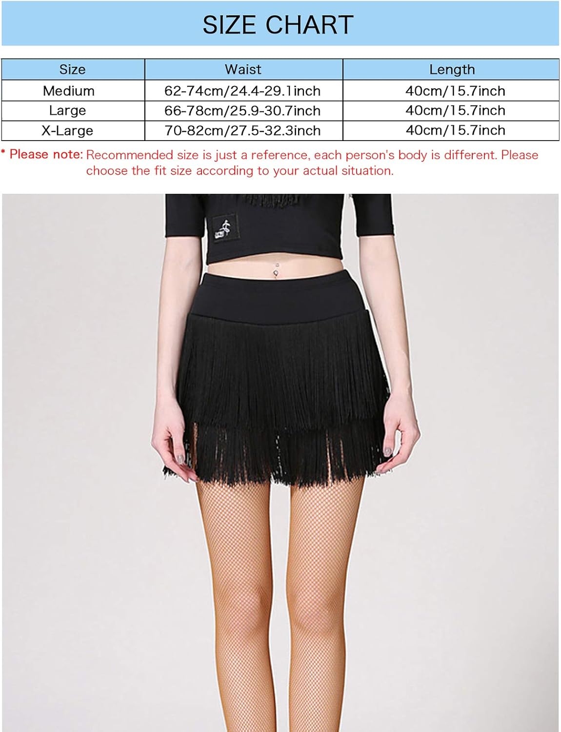 ZX Fringe Dance Skirts for Women Ballroom Latin Salsa Tango Skirt Halloween Rave Mini Skirt Dance Dress with Shorts: Clothing