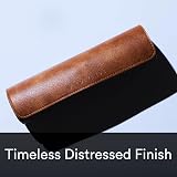 Wolvende Premium Distressed Faux Vegan Leather Desk Mat 40x90 Tan Brown view 6