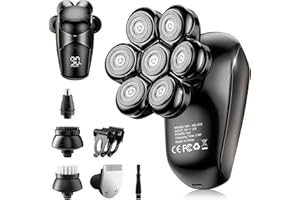 SHPAVVER Head Shavers for Bald Men: 5-in-1 Upgraded Electric Razor - IPX7 Waterproof Shaving Grooming Kit for Balder - Turbo Speed & Precision Blades (Light Black)