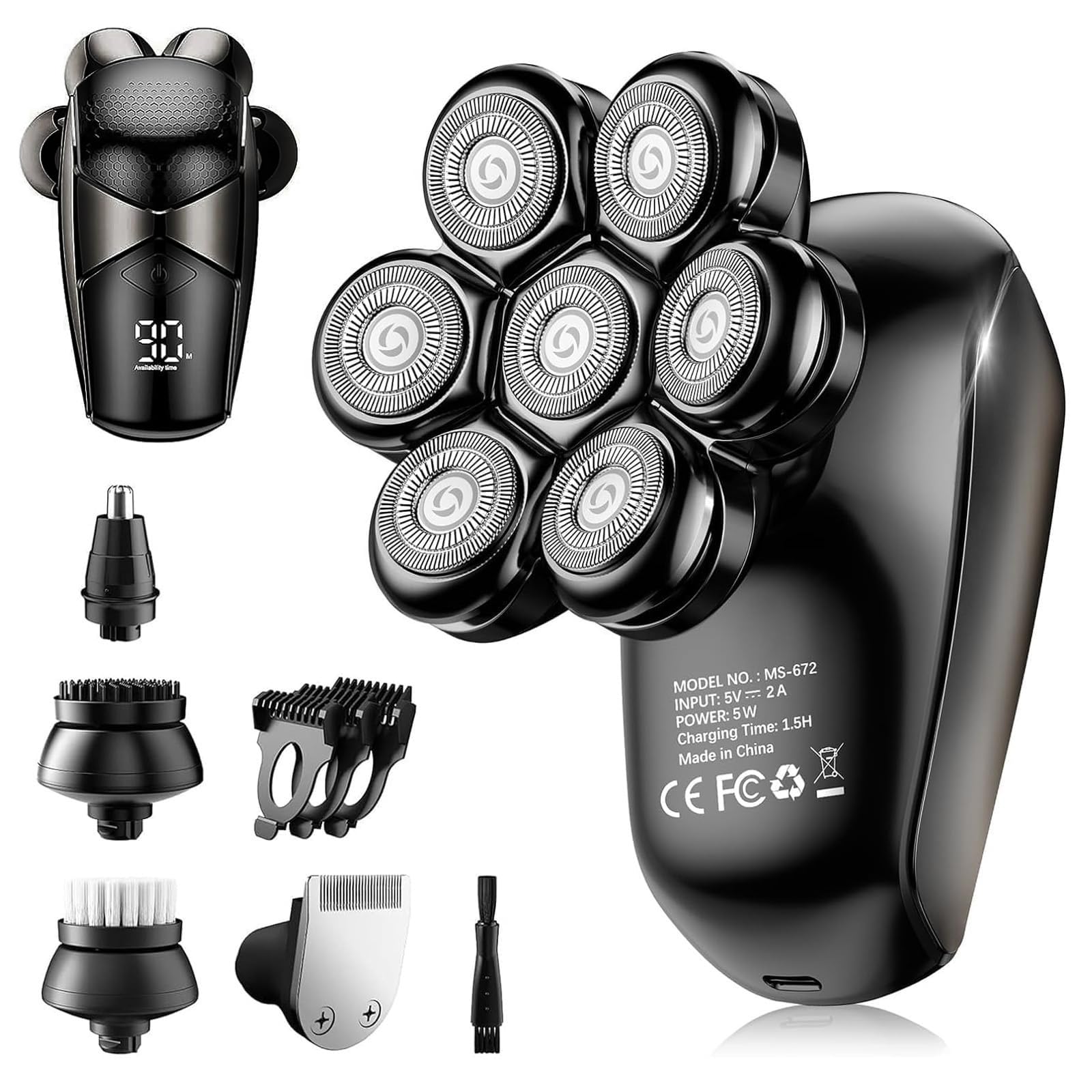 Photo 1 of SHPAVVER Head Shavers for Bald Men: 5-in-1 Electric Razor - IPX7 Waterproof Shaving Grooming Kit for Balder - Turbo Speed & Precision Blades