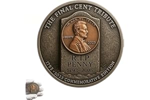 ACMONEY Final Cent Memorial Coin (1909-2025) - Nostalgic Collector's Tribute Token, Historical Commemorative Gift for History & Coin Enthusiasts (1PC)