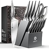 ASETY Knife Set - Ultra Sharp Knives Set for Kitchen with block, 15 PCS Stainless Steel Knife Set with Built-in Sharpener, Ergonomic Non-Slip Handle, Elegant Box for Men Women