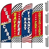 Leinuosen 4 Sets Used Cars Feather Flag Pole Kit 7 ft Windless Swooper Flag Banner Kit Lot Auto Finance Pre Owned Second Hand Cars Save Here Advertising Flags Car Dealership Supplies