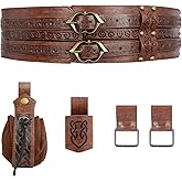 bcehyaa Medieval Viking Wide Belt - Renaissance Faux Leather Pirate Belt Pouch for Men & Women LARP, Halloween, Cosplay Party