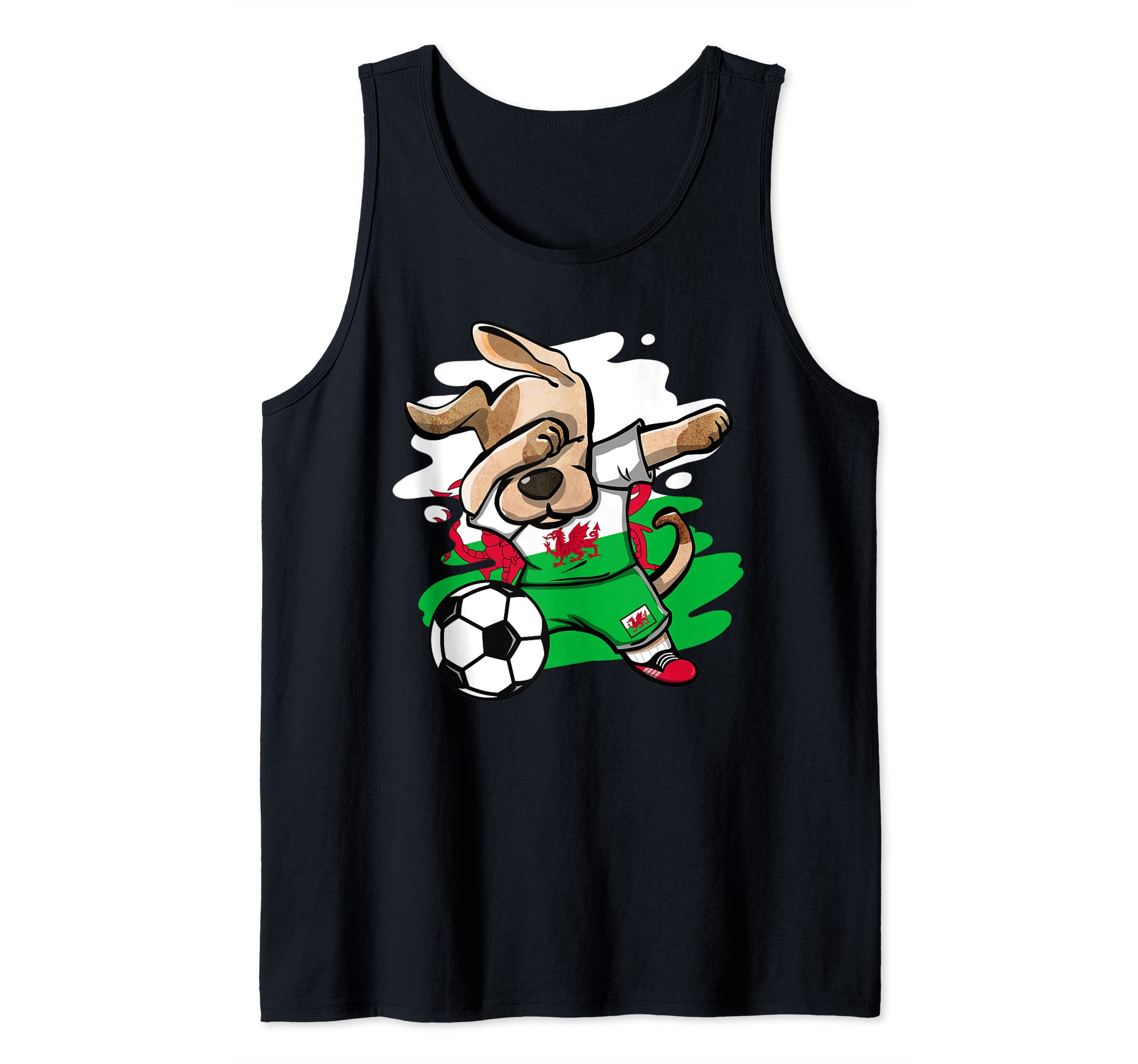 Dabbing Dog Wales Soccer Fans Jersey Welsh Flag Football Art Tank Top