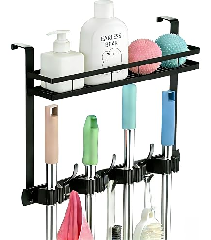 Support extractible pour serpillère et balais, organisation et rangement de buanderie, crochets d'organisation de garage, organisateur de rangement extractible pour placard, organisateur d'outils de
