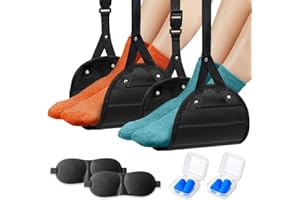 YKDILYHH Airplane Foot Rest,Portable Foot Hammock for Plane Travel,Footrest for Airplane Travel,Adjustable Memory Foam Foot Sling,Office Leg Rest for Adults, Travel Essentials for Long Flight