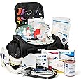 Scherber First Responder Fully-Stocked Large Professional Essentials EMT/EMS Trauma Kit | HSA/FSA Approved | Reflective Bag w/8 Zippered Pockets & Compartments & 250+ First Aid Supplies (Black)